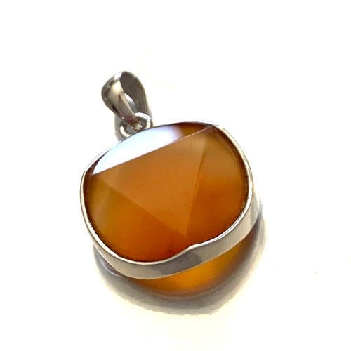 A Carnelian Faceted Star of David Cut Pendant 15mm with 925 Sterling Silver 1 Count - TPCSUPPLYCO