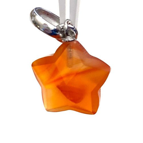 A+ Carnelian Star Pendant 12mm with 925 Sterling Silver 1 Count - TPCSUPPLYCO