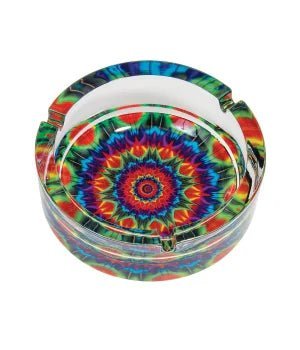 Ashtray Glass 6.25" Illusion Design Glow In Dark - TPCSUPPLYCO