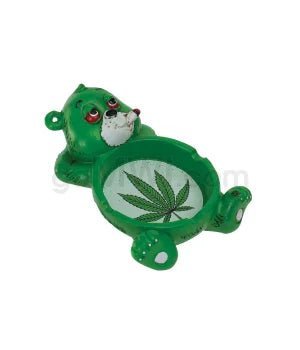 Ashtray Glass Hippy Bear Polystone - TPCSUPPLYCO