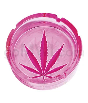 Fujima 6.25" Leaf Glass Ashtray - Pink Kush