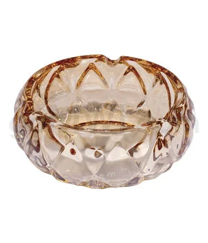 Fujima 4.3" Round Glass Ashtray - Amber Raindrop