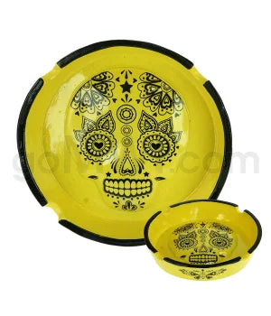 Ashtray Polystone Skull Yellow*