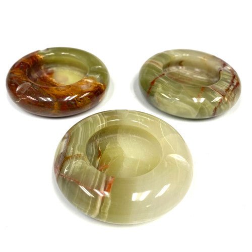 Banded Onyx Round Ashtray Hand Made in Turkey 3" 1 Count - TPCSUPPLYCO