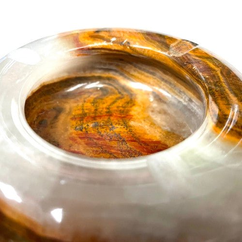 Banded Onyx Round Ashtray Hand Made in Turkey 5" 1 Count - TPCSUPPLYCO