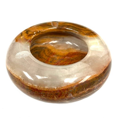 Banded Onyx Round Ashtray Hand Made in Turkey 5" 1 Count - TPCSUPPLYCO