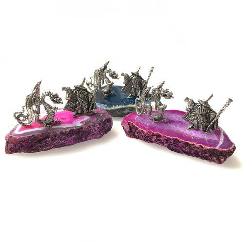 Batwing Dragon Vs Wizard Pewters on Mineral Slice 1 Count Assorted - TPCSUPPLYCO