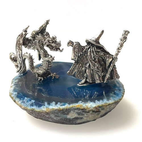 Batwing Dragon Vs Wizard Pewters on Mineral Slice 1 Count Assorted - TPCSUPPLYCO