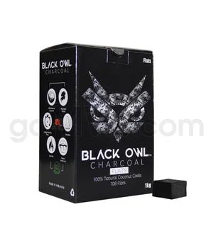 Black Owl 1kg Coconut Charcoal 25x17mm Flats 108CT - Black Box - TPCSUPPLYCO