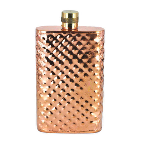 4.5" Solid Copper Hammered Flask with Brass Top