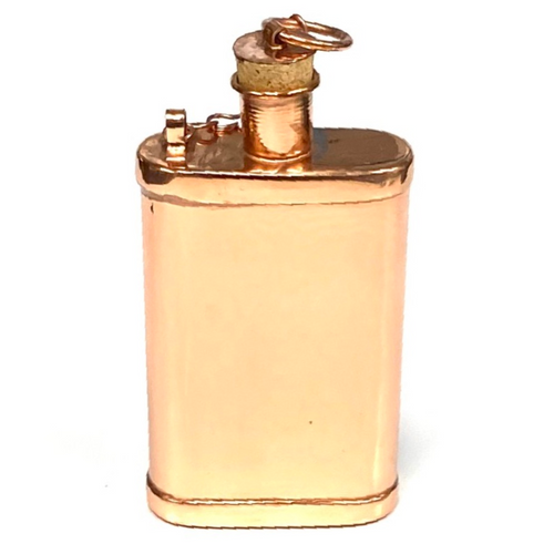 Historical Replication Copper Flask with Cork Top and Copper Chain Handmade 12 oz -+.