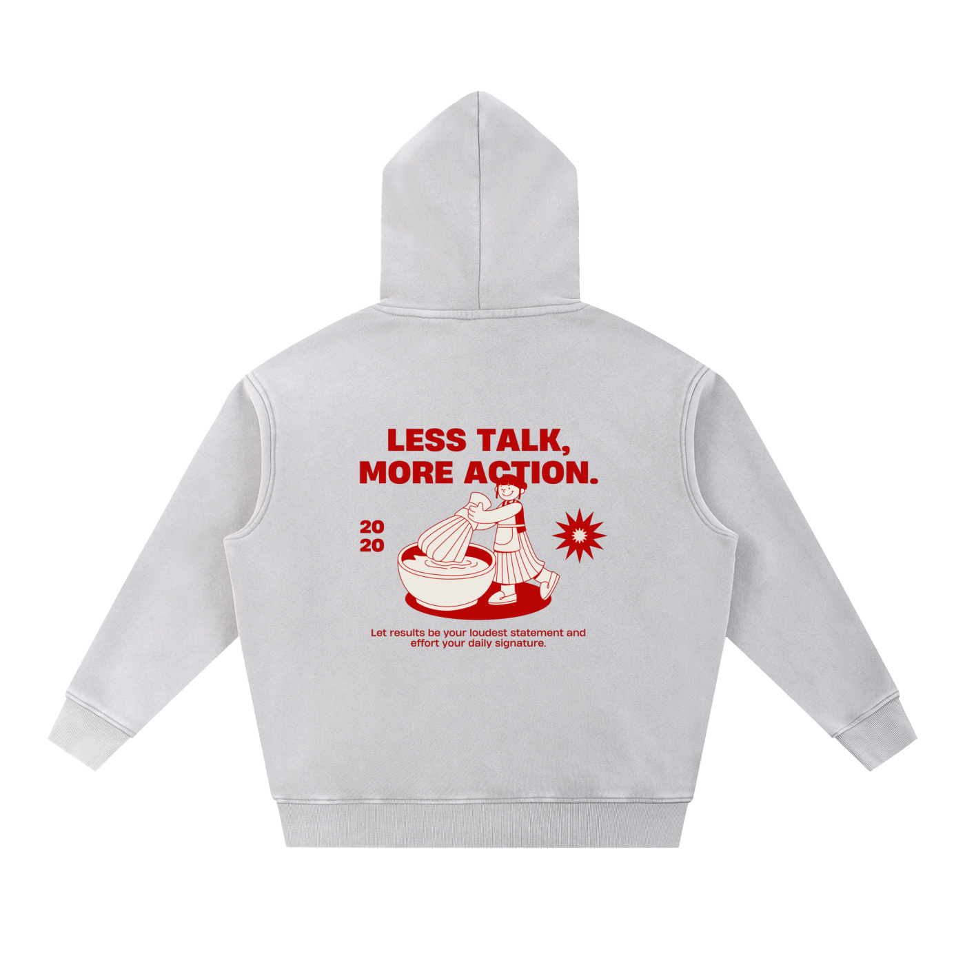 Less Talk More Action Snow Wash Fleece Oversize Hoodie