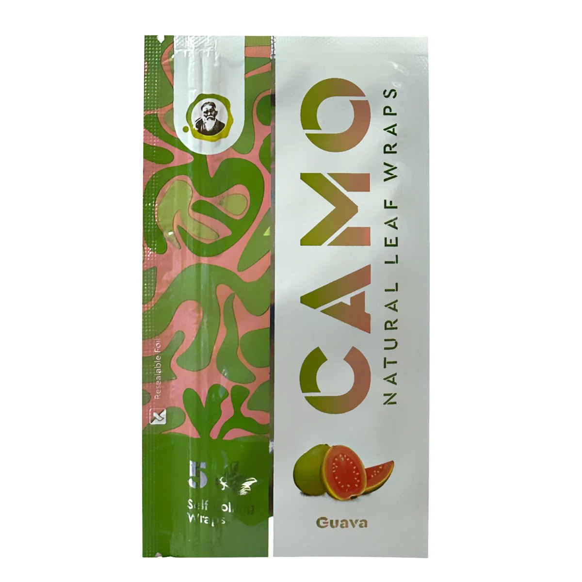 Camo Natural Leaf Wraps Self - Rolling 5PK/25CT - Guava - TPCSUPPLYCO