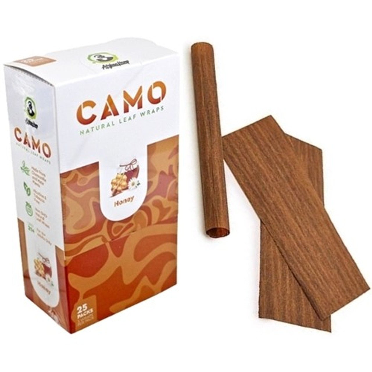 Camo Natural Leaf Wraps Self - Rolling 5PK/25CT - Honey - TPCSUPPLYCO