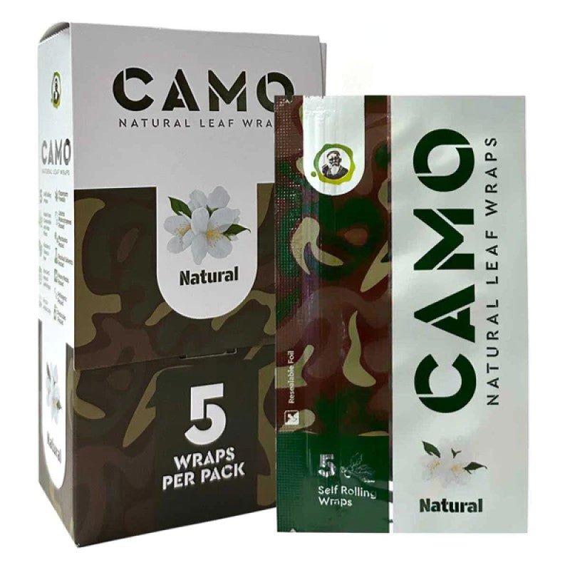 Camo Natural Leaf Wraps Self - Rolling 5PK/25CT - Natural - TPCSUPPLYCO