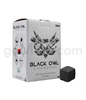Black Owl 1kg Coconut Charcoal 25mm Cubes 72CT-Silver Box