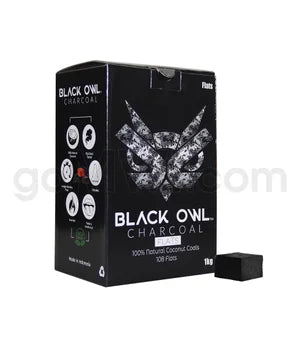 Black Owl 1kg Coconut Charcoal 25x17mm Flats 108CT-Black Box