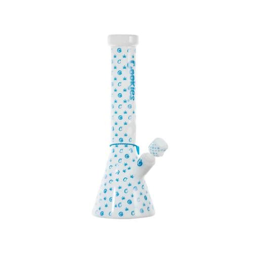 Cookies 14'' V Beaker Waterpipe - White Logo - TPCSUPPLYCO