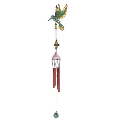 Copper & Gem Hummingbird Chime, Green 23"L GS99892 - TPCSUPPLYCO