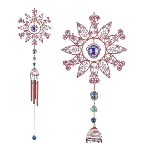 Copper & Gem Sunflower Chime, Blue 35"L GS99873 - TPCSUPPLYCO