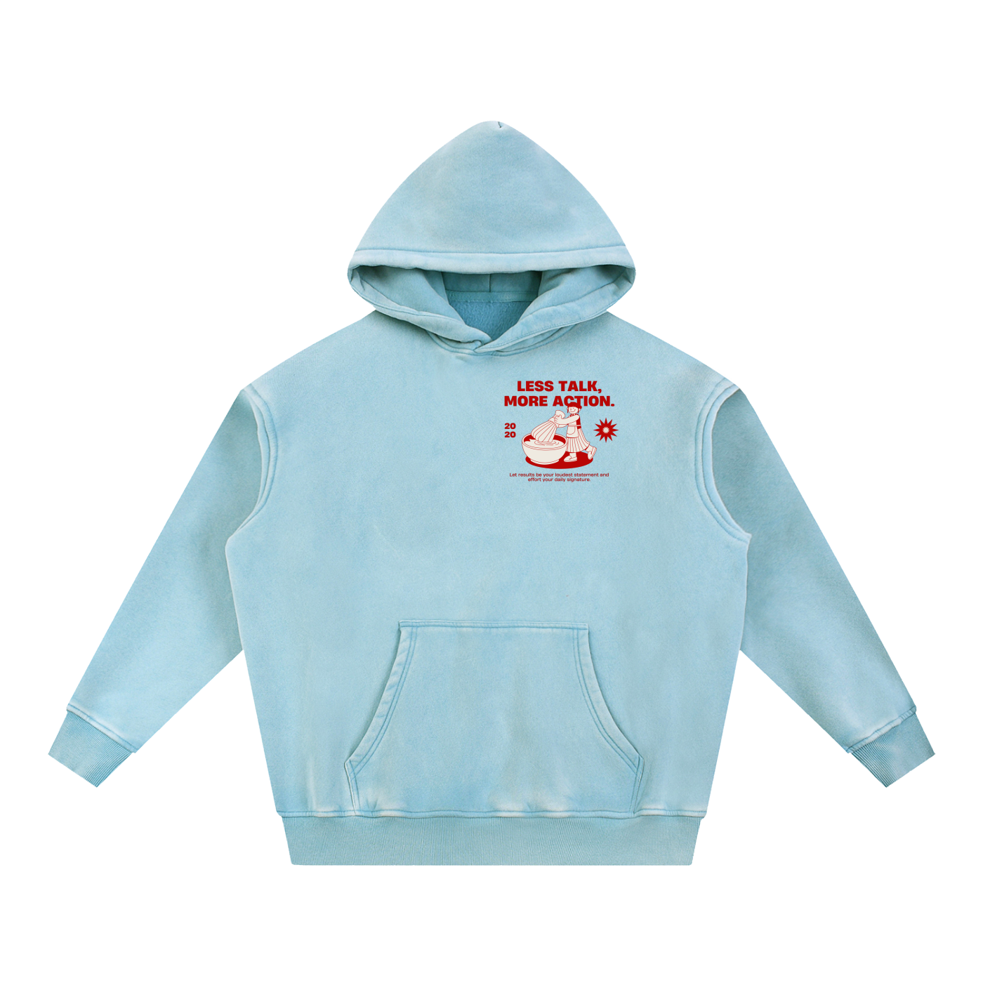 Less Talk More Action Snow Wash Fleece Oversize Hoodie