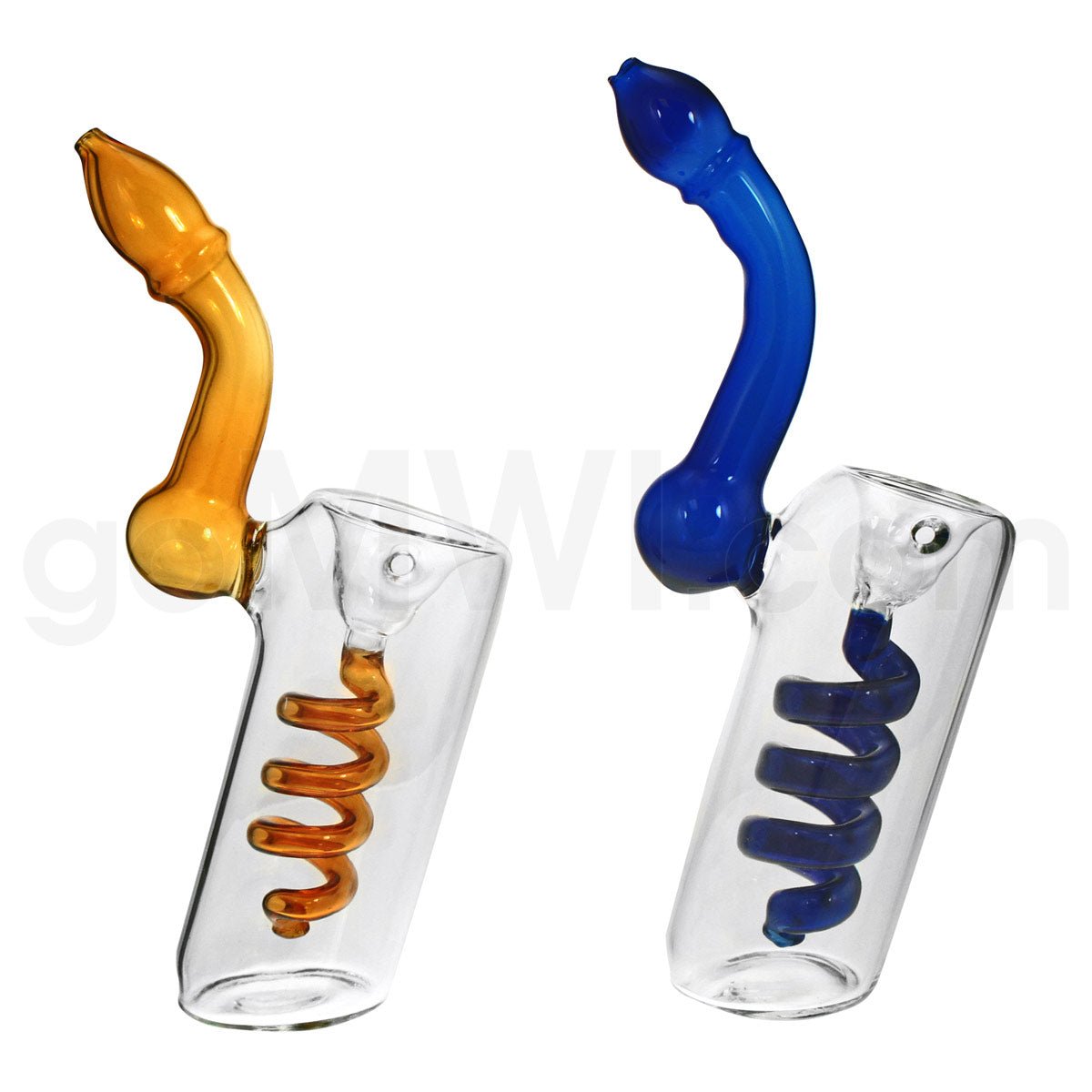 DISC C/T 6 - 8″ Clear Bubbler W/Coil Downstem - Asst. Colors - TPCSUPPLYCO