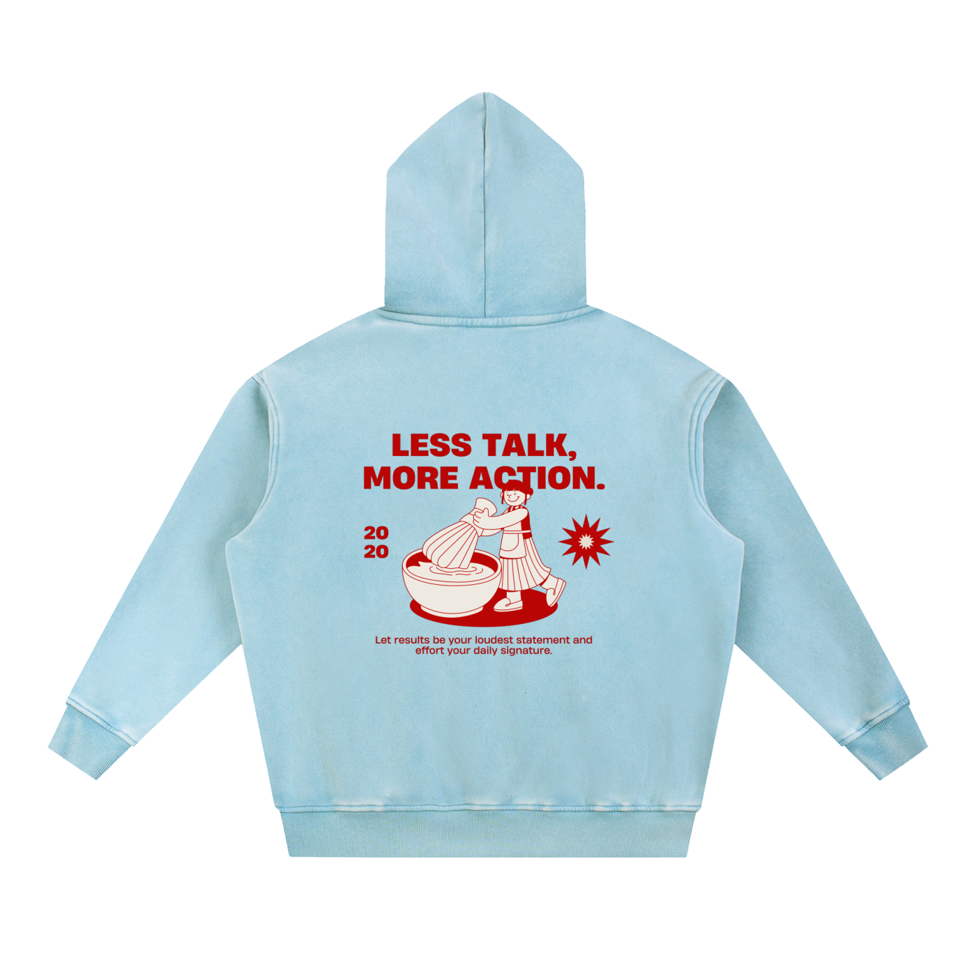 Less Talk More Action Snow Wash Fleece Oversize Hoodie