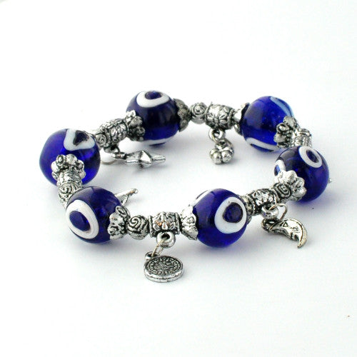 Evil Eye Elastic Charm Bracelet - Six Eye Glass Ornament