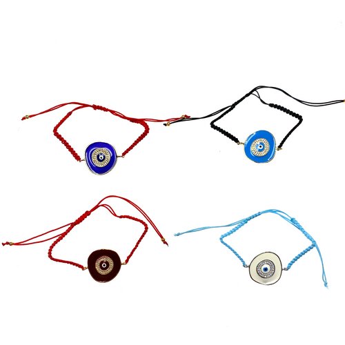 Enamel Macramé Evil Eye Beaded Bracelet 1 Count Assorted - TPCSUPPLYCO