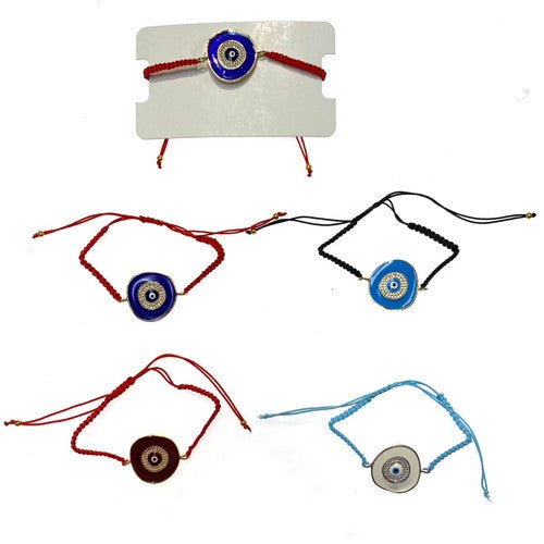 Enamel Macramé Evil Eye Beaded Bracelet 1 Count Assorted - TPCSUPPLYCO