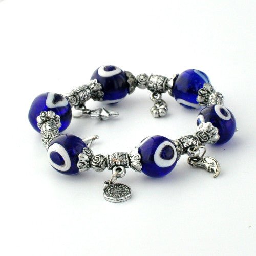 Evil Eye Elastic Charm Bracelet - Six Eye Glass Ornament - TPCSUPPLYCO