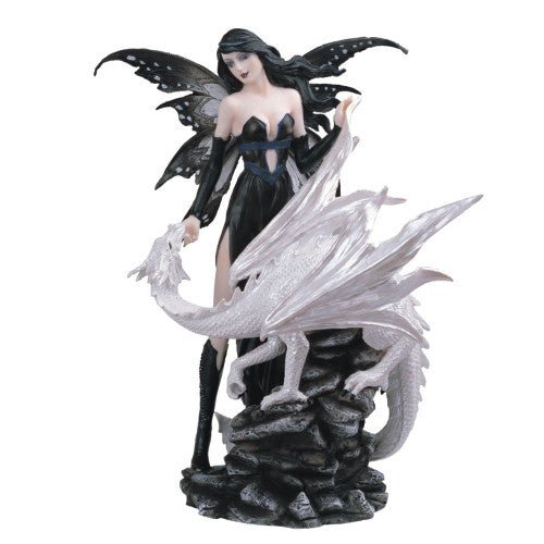 Fairy With Dragon, Black & White 10"H GS91461 - TPCSUPPLYCO