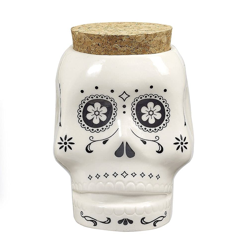 Fashioncraft 1oz Ceramic Stash Jar - White Skull - TPCSUPPLYCO