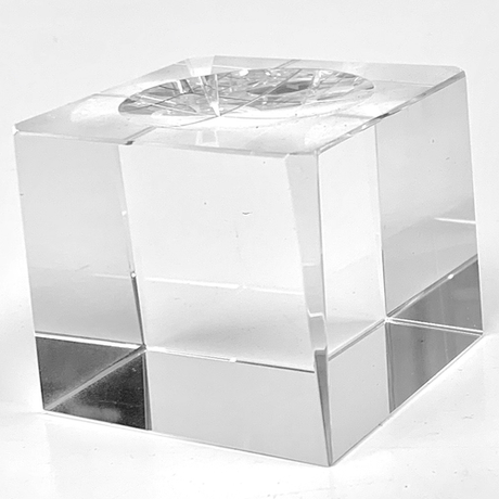 Large 2" Clear Crystal Glass Base with Divot (Sphere Display)