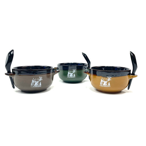 Colorado Glazed Bowl and Spoon 1 Set Assorted