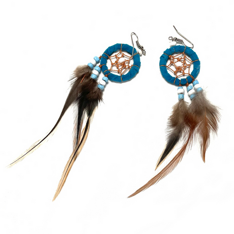 Dream Catcher Earrings Leather and Feathers 1 Count Assorted Color