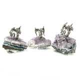 Pewter Bat Winged Dragon on Amethyst 1 Count Assorted