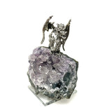 Pewter Bat Winged Dragon on Amethyst 1 Count Assorted