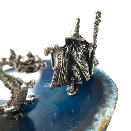 Batwing Dragon Vs Wizard Pewters on Mineral Slice 1 Count Assorted