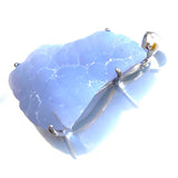 Blue Chalcedony Assorted Shape with Natural Face .21gm With Sterling Silver 1 Count Assorted