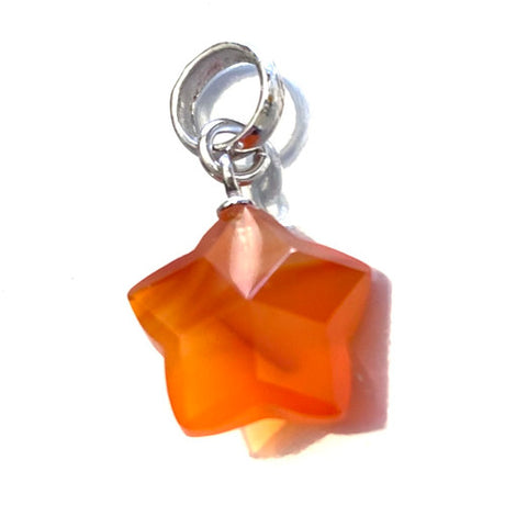 A+ Carnelian Star Pendant 12mm with 925 Sterling Silver 1 Count