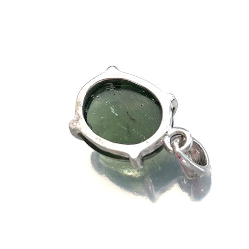 AA Genuine Moldavite Pendant Claw Oval 925 Sterling Silver 12mmx16mm 1 Piece Assorted