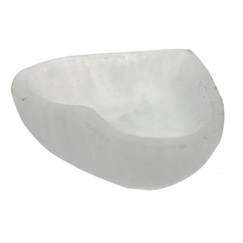 Tiny Heart Selenite Dish Bowl 2" +- Hand Made Morocco