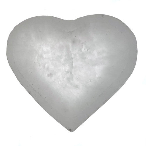 Tiny Heart Selenite Dish Bowl 2" +- Hand Made Morocco