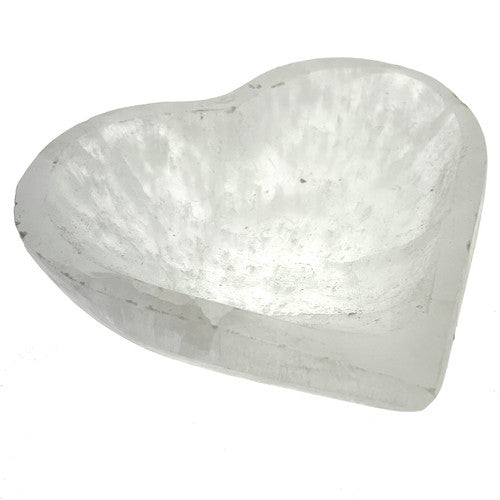 Little Heart Selenite Dish Bowl 3" +- Hand Made Morocco