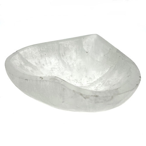 Little Heart Selenite Dish Bowl 3" +- Hand Made Morocco