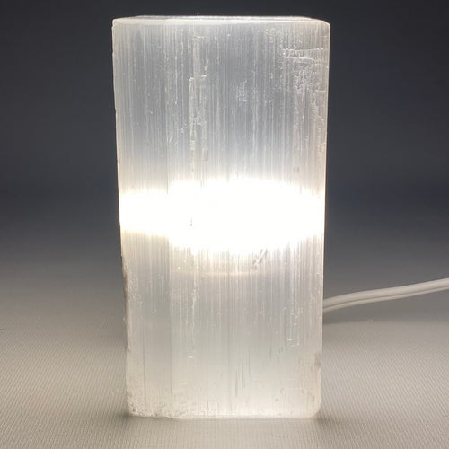 Smooth Square Selenite Lamp 5.9" 15cm with Cord