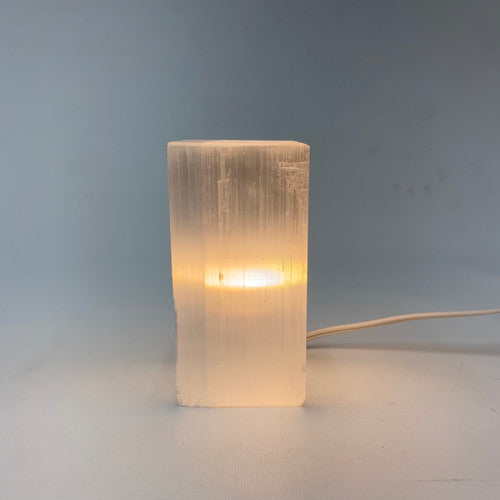 Smooth Square Selenite Lamp 5.9" 15cm with Cord