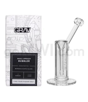 GRAV 7.5" Small Upright Bubbler Waterpipe - Clear