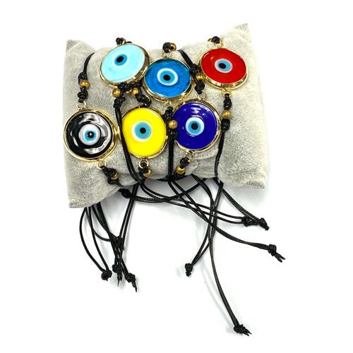 Glass Evil Eye Bracelet with String Assorted 1 Count - TPCSUPPLYCO